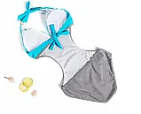 Жіночий купальник сіро-блакитний на зав'язках, фото 4