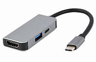 Док станция USB-C 3в1 (USB/HDMI/PD) серый Cablexpert A-CM-COMBO3-02 - MegaLavka