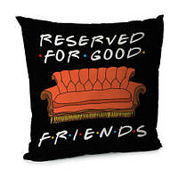 Подушка диванная с бархата Reserved for good friends 45x45 см (45BP_DR001)