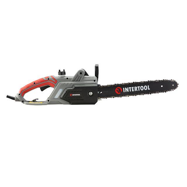 Пила INTERTOOL DT-2201 ланцюгова електрична 2400Вт, шина 40см, боковий двигун, крок ланцюга 3/8 дюйм