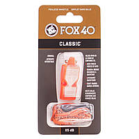 Свисток судейский пластиковый Zelart Fox40 Classic на шнуре Orange