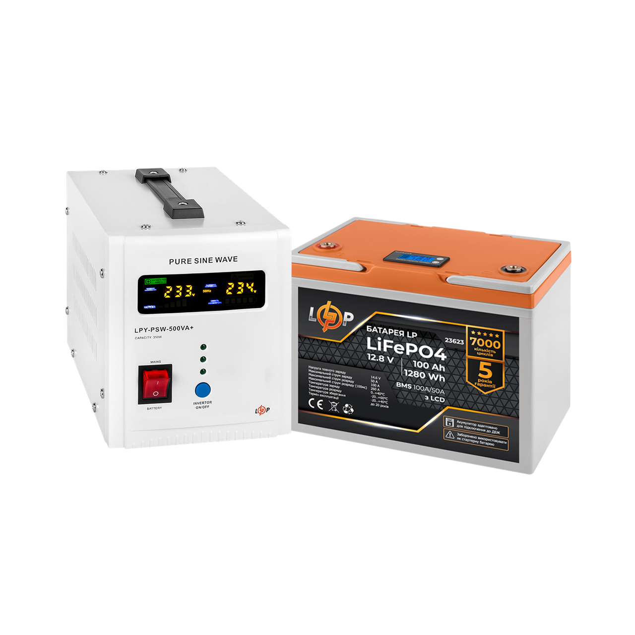 Комплект резервного живлення LP (LogicPower) ДБЖ + літієва (LiFePO4) батарея (UPS В500+ АКБ LiFePO4 1280Wh)