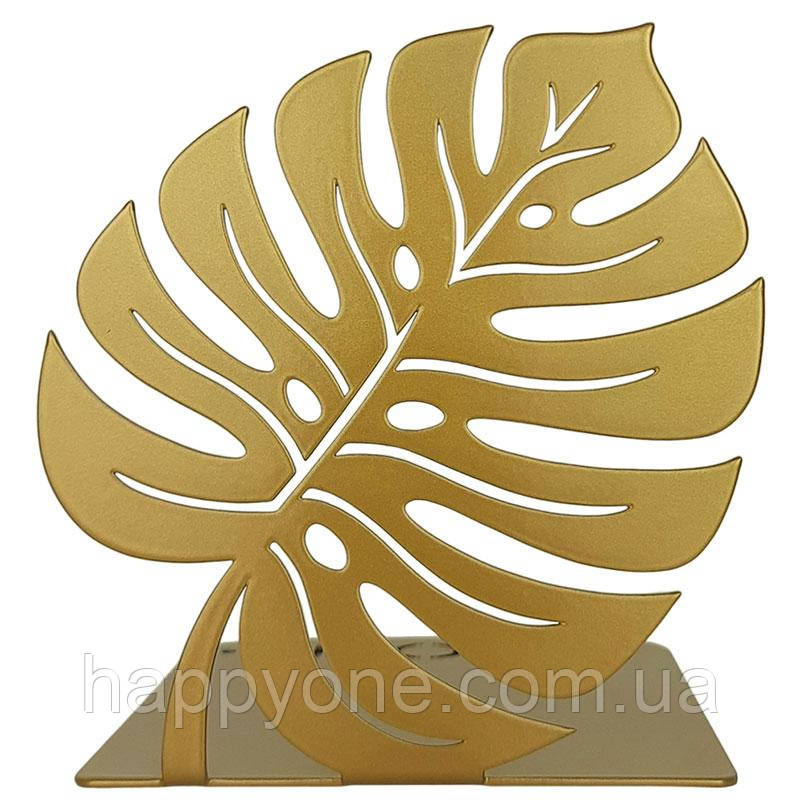 Металевий упор для книг Glozis Monstera Leaf Bronze (бронза), фото 1