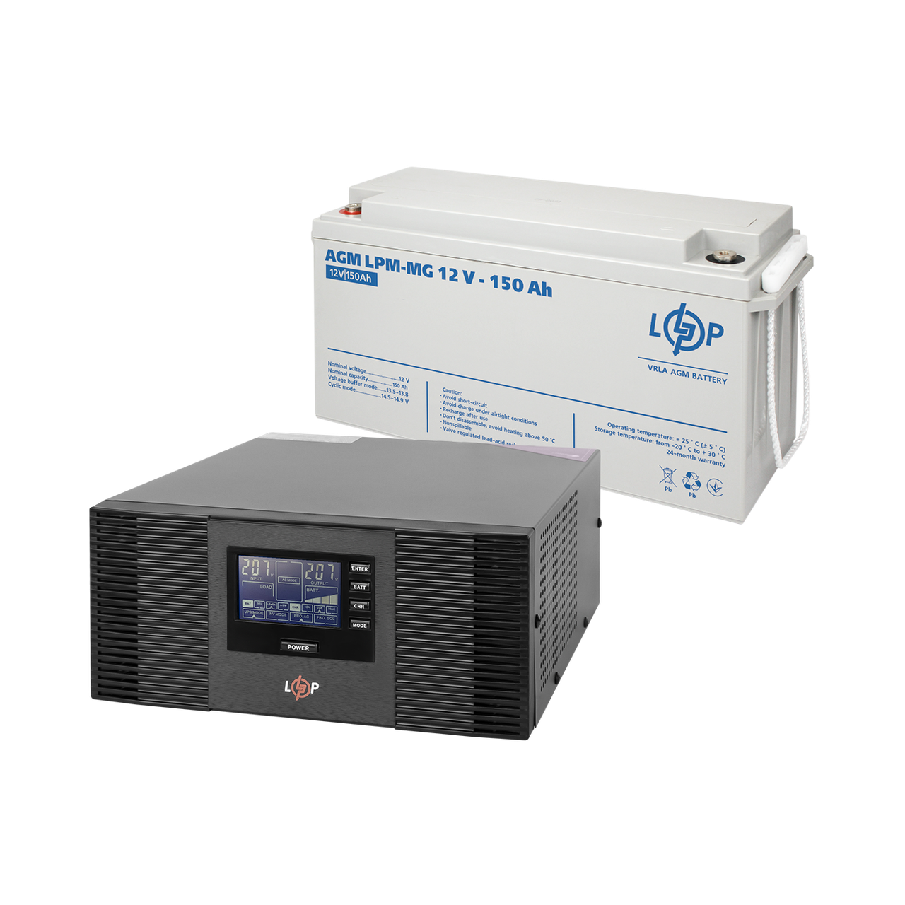 Комплект резервного живлення LogicPower B1500 + мультигелева батарея 1800 Ватт