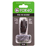 Свисток судейский пластиковый Zelart Fox40 Micro на шнуре Black