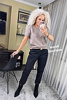 Базовая вязаная женская футболка цвета мокко размер 42-48