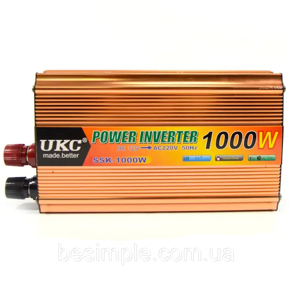 Автомобільний інвертор 12V-220V, SSK-1000W / Перетворювач напруги в машину