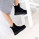 Жіночі чорні замшеві черевики на шнурках з чорною підошвою  40 р-р, фото 2