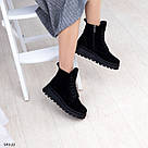 Жіночі чорні замшеві черевики на шнурках з чорною підошвою  40 р-р, фото 6