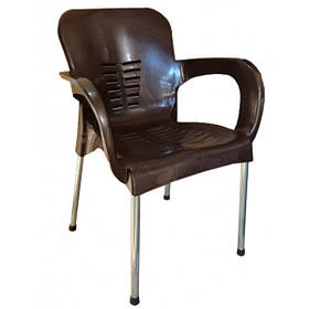 Садовий стілець-крісло Венус коричневий пластик на металевих ніжках