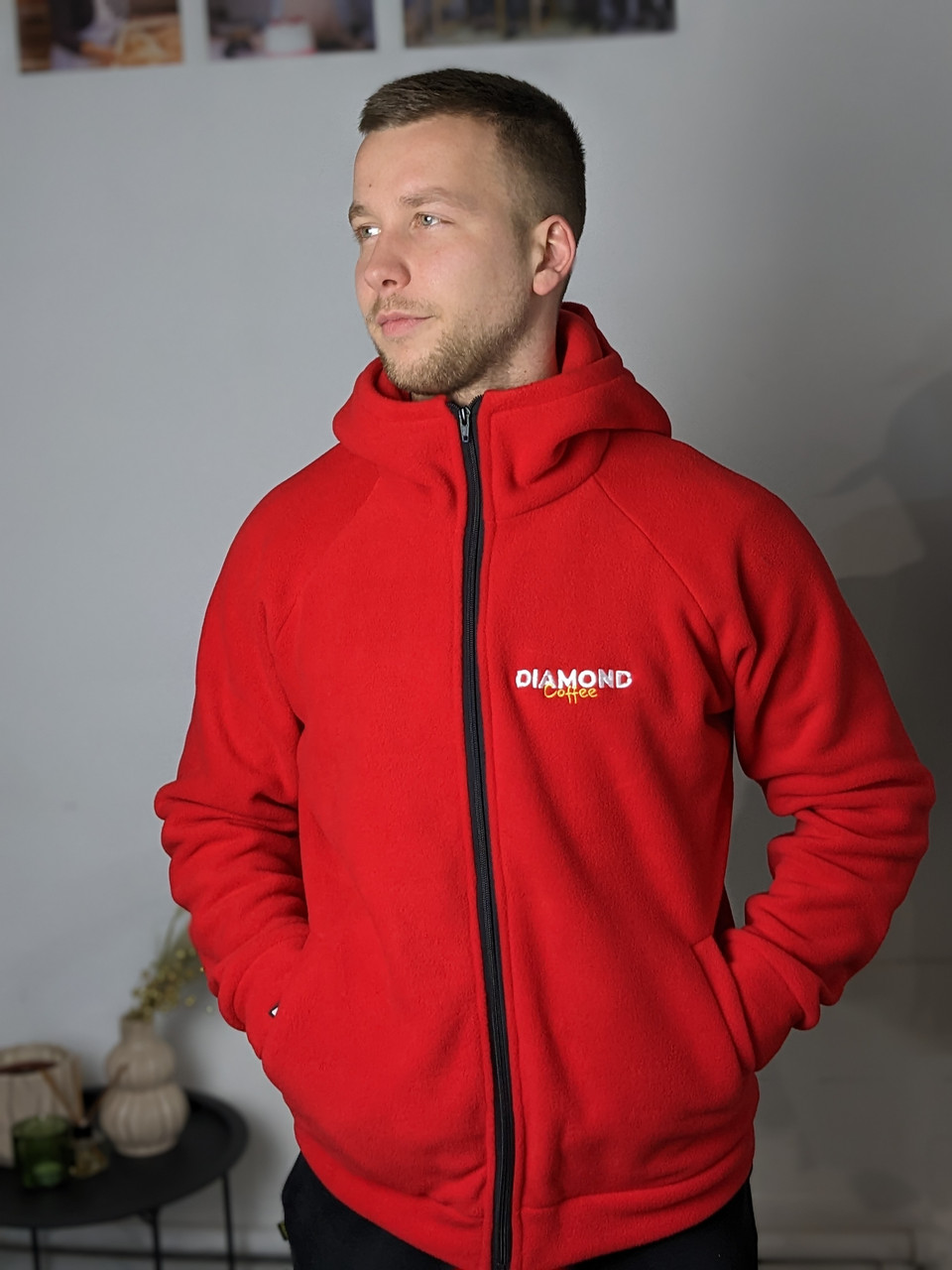 Флісова кофта з капюшоном Synevyr 260 з вашим Логотипом Червона, фото 1