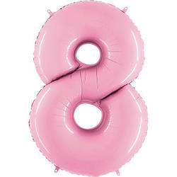 Гелієва цифра метрова "8 березня!" ніжно рожева