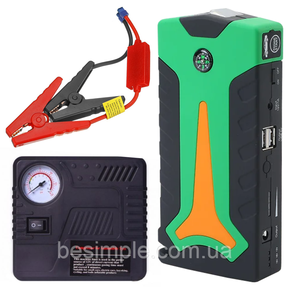 Пускозарядний пристрій 99800мАч 1000А + компресор, JUMPSTARTER H002 / Автомобільний пусковий пристрій