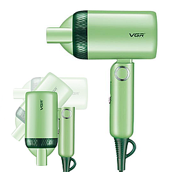 Фен для волосся дорожній 1200Вт, зі складною ручкою, VGR 421, Зелений / Складний фен для сушіння волосся / Міні фен