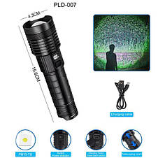 Ліхтар ручний PLD-H007-PM10-TG, power bank, індикація заряду, ЗУ Type-C, zoom, фото 3