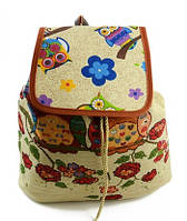 Рюкзак - мішок гобеленовий 325*125*300мм з вінтажним принтом на квітковому  фоні