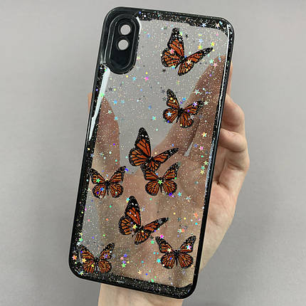 Чохол для Xiaomi Redmi 9A чохол з метеликами із захистом камери на сяомі редмі 9а чорний a0i, фото 1