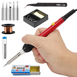 Паяльник + набір для пайки 12в1, ANENG SL-101 / Електро паяльник для мікросхем / Паяльний набір інструментів