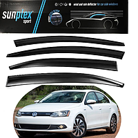 Дефлектори вікон, вітровики на Volkswagen Jetta VI седан 2010-2019 (скотч) Sunplex