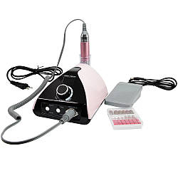 Фрезер для манікюру ZS-711 + 6 фрез, 65 Вт, 35000 об./хв, Рожевий/професійний фрезер для нігтів