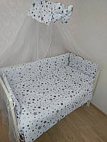Постельное бельё для детской кроватки с узором "Звездочки" в белом цвете