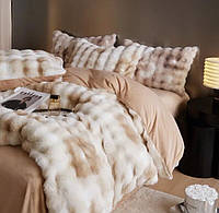 Велюровое теплое постельное белье из искувственного меха евро комплект/теплое постельное белье Кролик