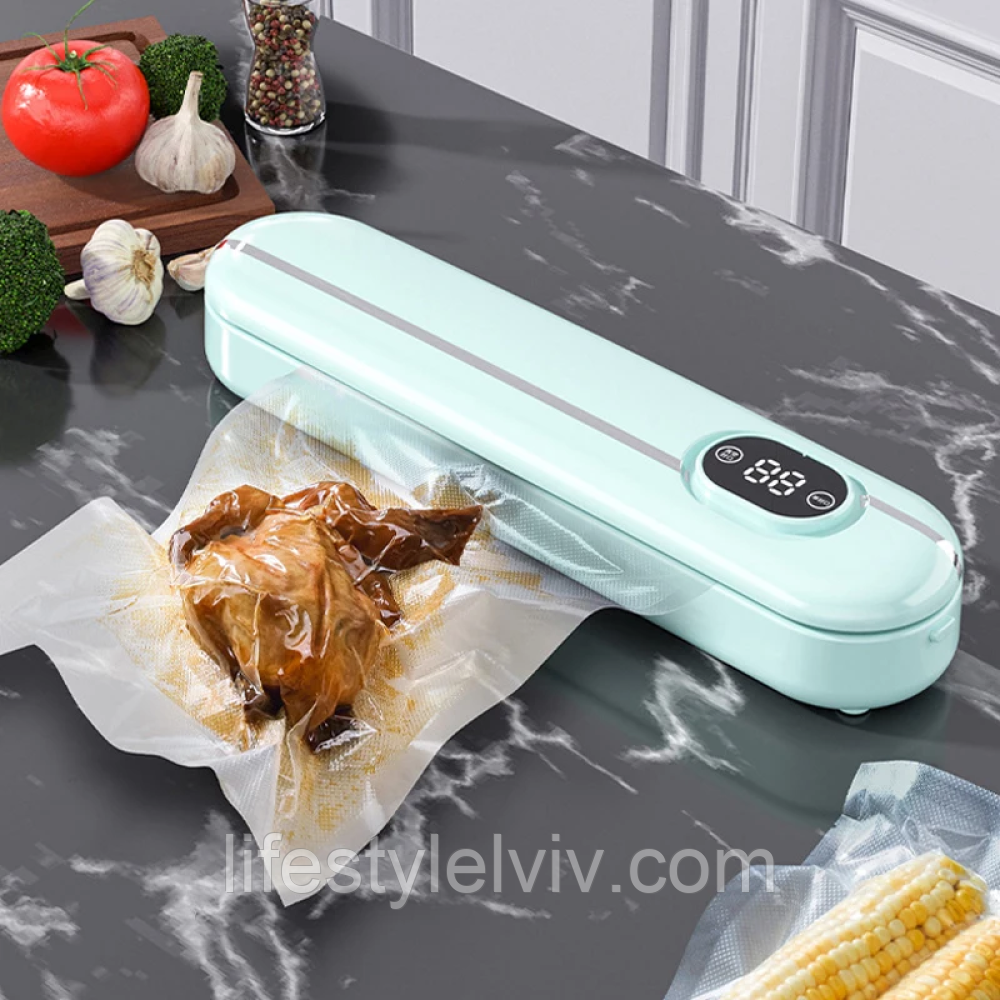 Вакуумний пакувальник для продуктів Vacuum Sealer, з LED дисплеєм / Домашній вакуумний пакувальник для їжі від мережі