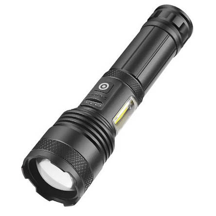 Ліхтар ручний PLD-P815 PM10-TG+COB(white+red), power bank, індикація заряду, ЗУ Type-C, zoom, фото 1