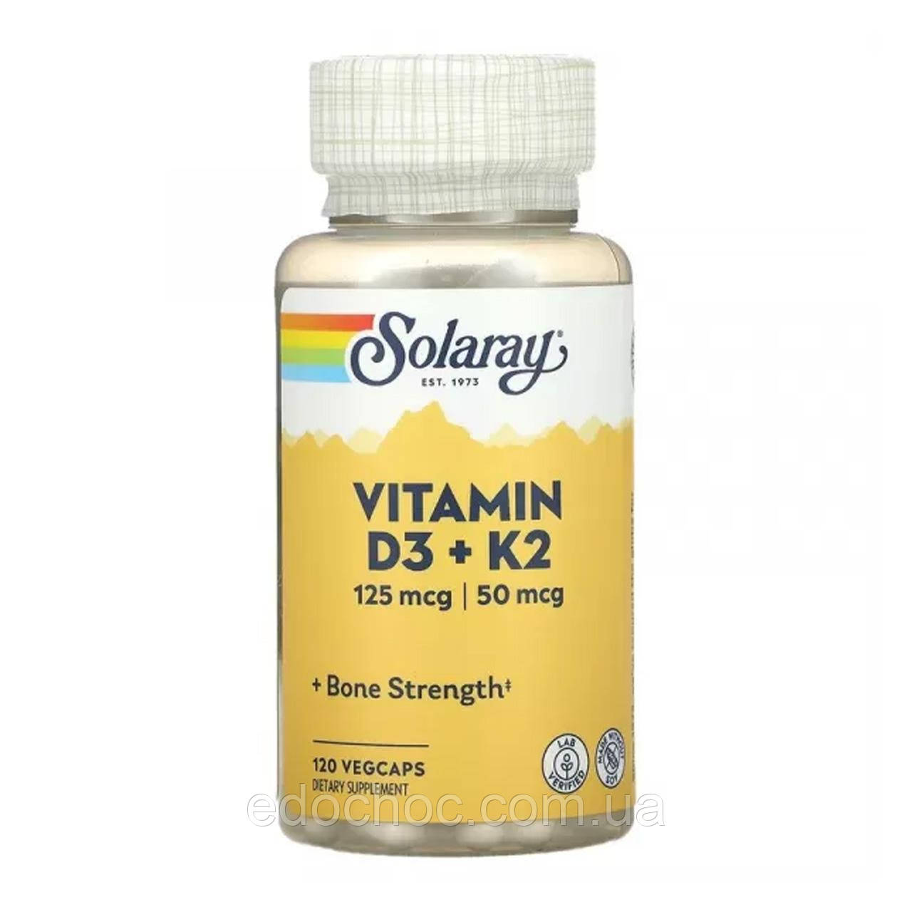 Вітамін D3 і K2 (Vitamin D-3 & K-2) 5000 МО / 50 мкг 120 капсул SOR-57445