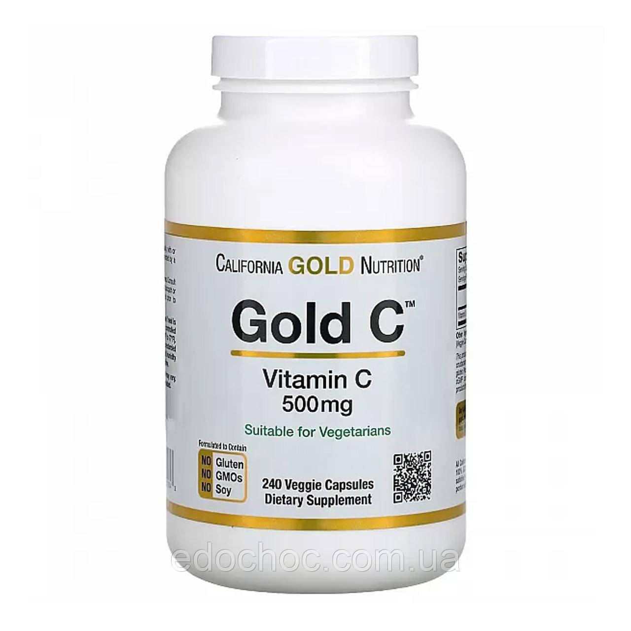 Вітамін С (Gold C Vitamin C) 500 мг 240 капсул CGN-00934, фото 1