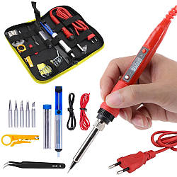 Набір інструментів для паяння 14в1, паяльник 80Вт, + сумка-чохол / Паяльний набір з цифровим паяльником