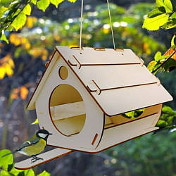 Годівниця для птахів 23х20х20см / Вулична годівниця з фанери / Підвісна годівниця для пташок