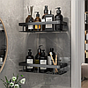 Металева полиця для ванної (30*13*4,5см) Bathroom shelf, Чорна / Самоклеюча поличка у ванну кімнату, фото 7