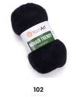 Нитки пряжа для в'язання мохерова MOHAIR TRENDY YARNART Мохер Тренді ЯрнАрт № 102 - чорний