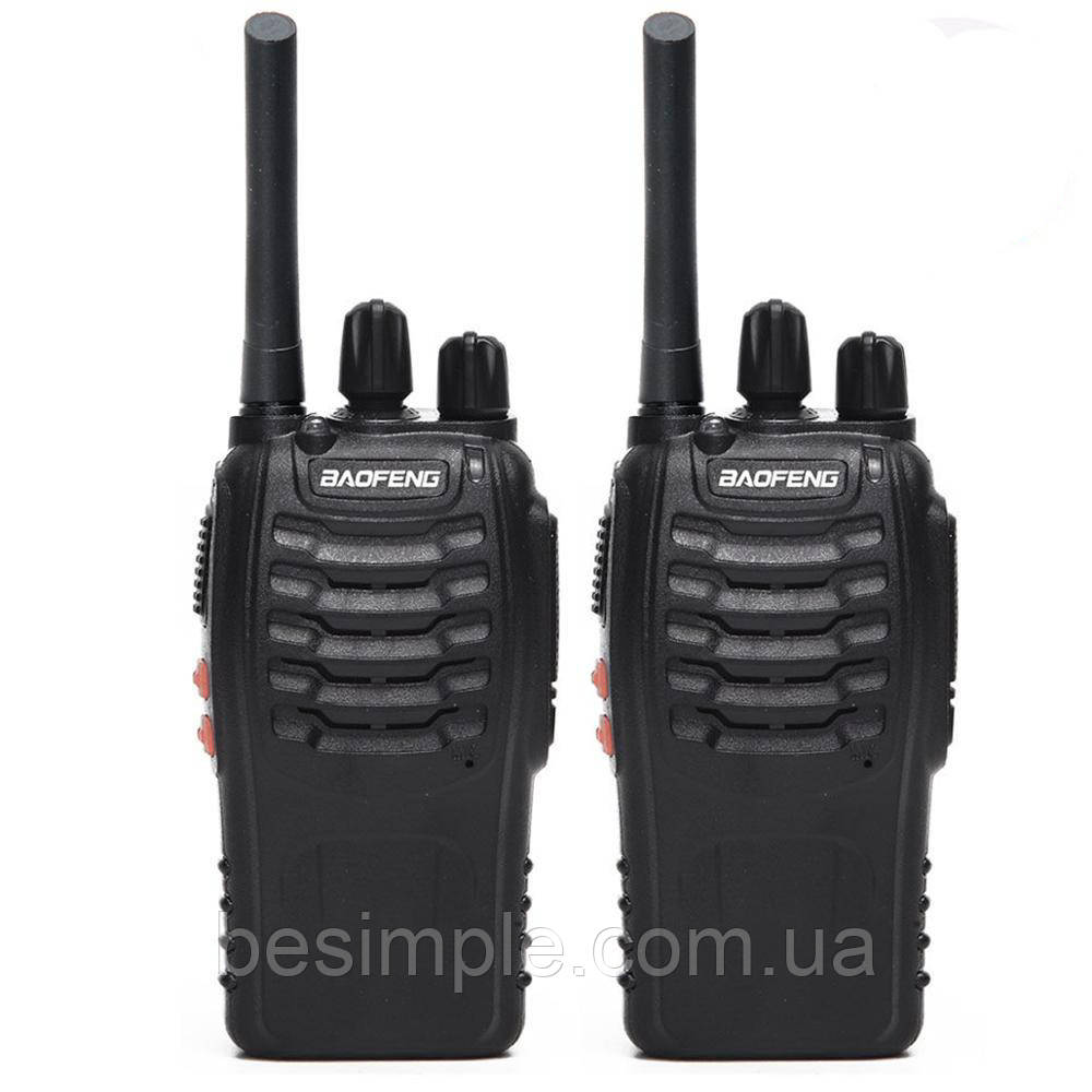 Комплект рацій 2шт, 1800мАч, до 3км, Baofeng BF-88E PMR, з гарнітурою / Акумуляторна радіостанція