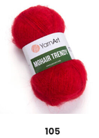 Нитки пряжа для вязания мохеровая MOHAIR TRENDY YARNART Мохер Тренди ЯрнАрт № 105 - красный