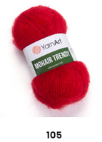 Нитки пряжа для в'язання мохерова MOHAIR TRENDY YARNART Мохер Тренді ЯрнАрт № 105 - червоний