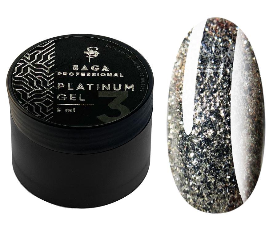 Гліттер-гель Saga Platinum Paint №03 (сріблястий айворі), 5 мл