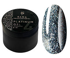 Гліттер-гель Saga Platinum Paint №04 (сріблястий), 5 мл