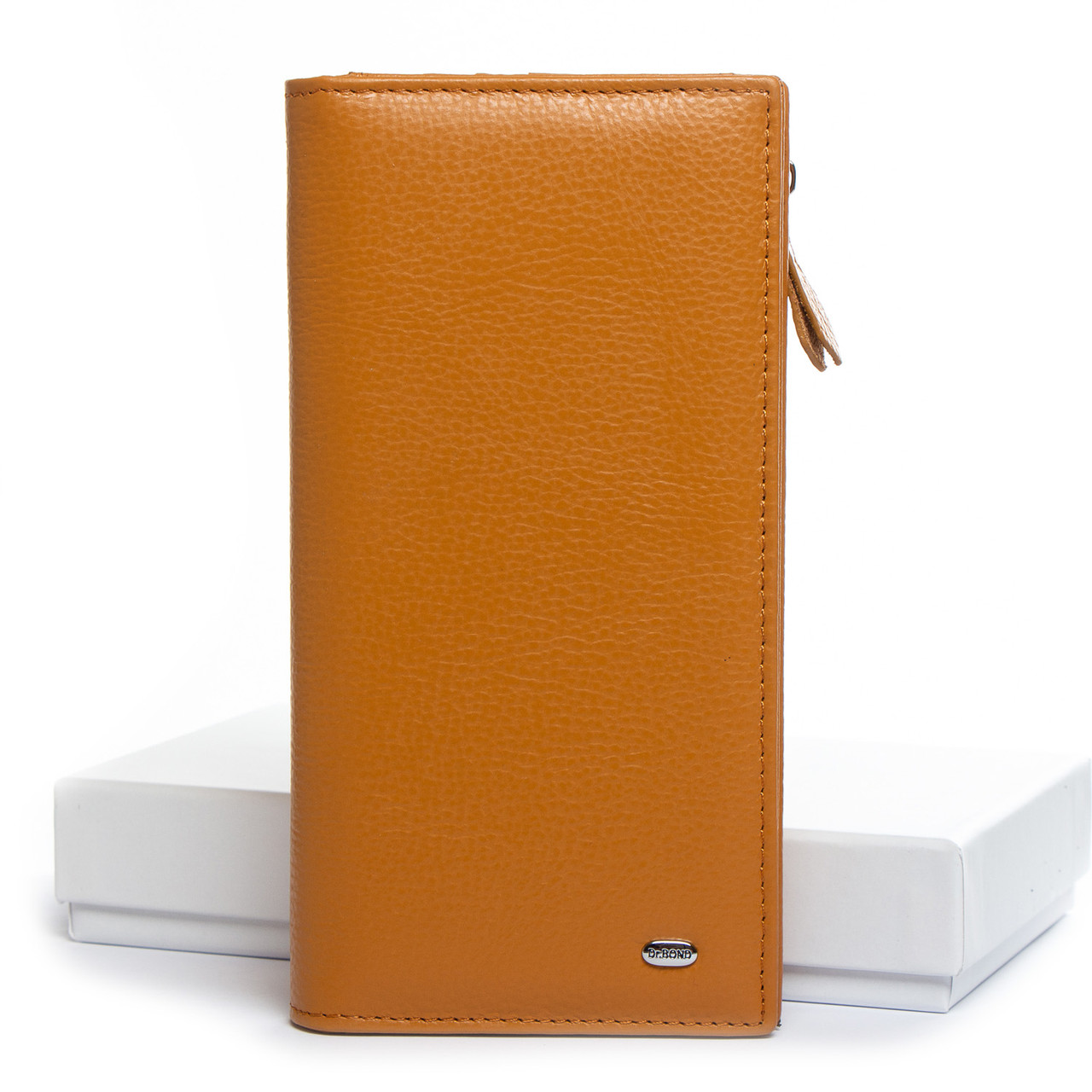 Гаманець жовтий жіночий шкіряний великий на блискавці з візитницею на магнітах Dr. Bond WMB-3M