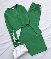 Женский весенний брючный костюм кофта+ штаны свободного кроя из ткани трикотажный рубчик размеры 42-52