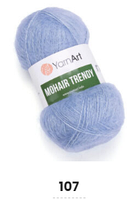 Нитки пряжа для в'язання мохерова MOHAIR TRENDY YARNART Мохер Тренді ЯрнАрт № 107 - синій