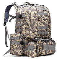 Тактический рюкзак с подсумками на 55л B08 (55х40х25 см) / Туристический мужской рюкзак с системой Молли
