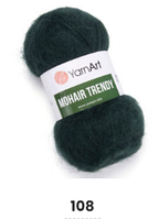 Нитки пряжа для в'язання мохерова MOHAIR TRENDY YARNART Мохер Тренді ЯрнАрт № 108 - зелений