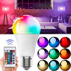 Світлодіодна LED лампа 9Вт, Anslut Standard Bulb + пульт / Кольорова лампа RGB з патроном E27