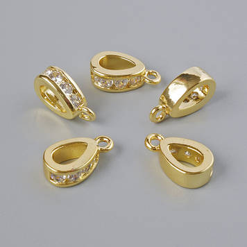 Підкулонник з білими стразами, золотистий колір металу d-11х3мм+- 1шт.