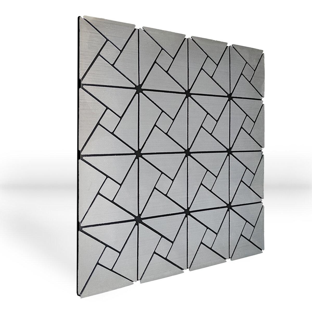 Пластикові панелі Мозаїка PET Абстракція Металик 300х300х4 мм плитка самоклеюча для кухні Сірий декор