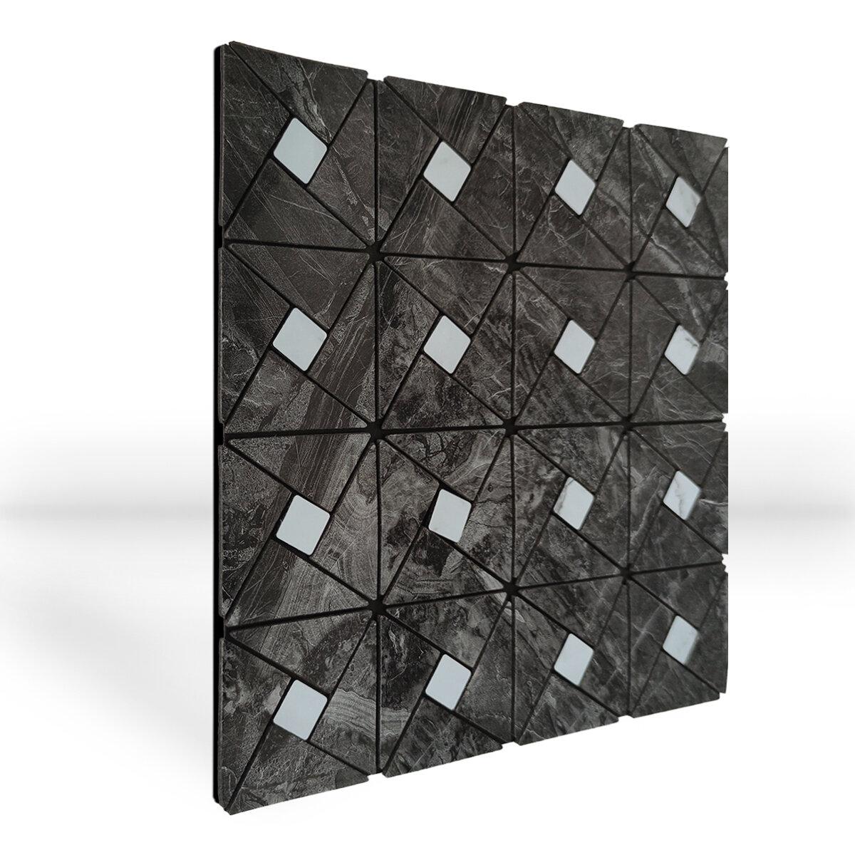 Пластикові панелі Мозаїка ПЕТ Кам'яна абстракція 300х300х4 мм плитка самоклеюча під мармур Сірий декор