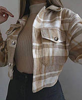 Стильная теплая укороченная женская рубашка турецкий кашемир 42-46