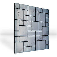 Мягкие стеновые панели Мозаика PET Мраморный лабиринт 300х300х4 мм пластиковая плитка самоклейка Серый декор